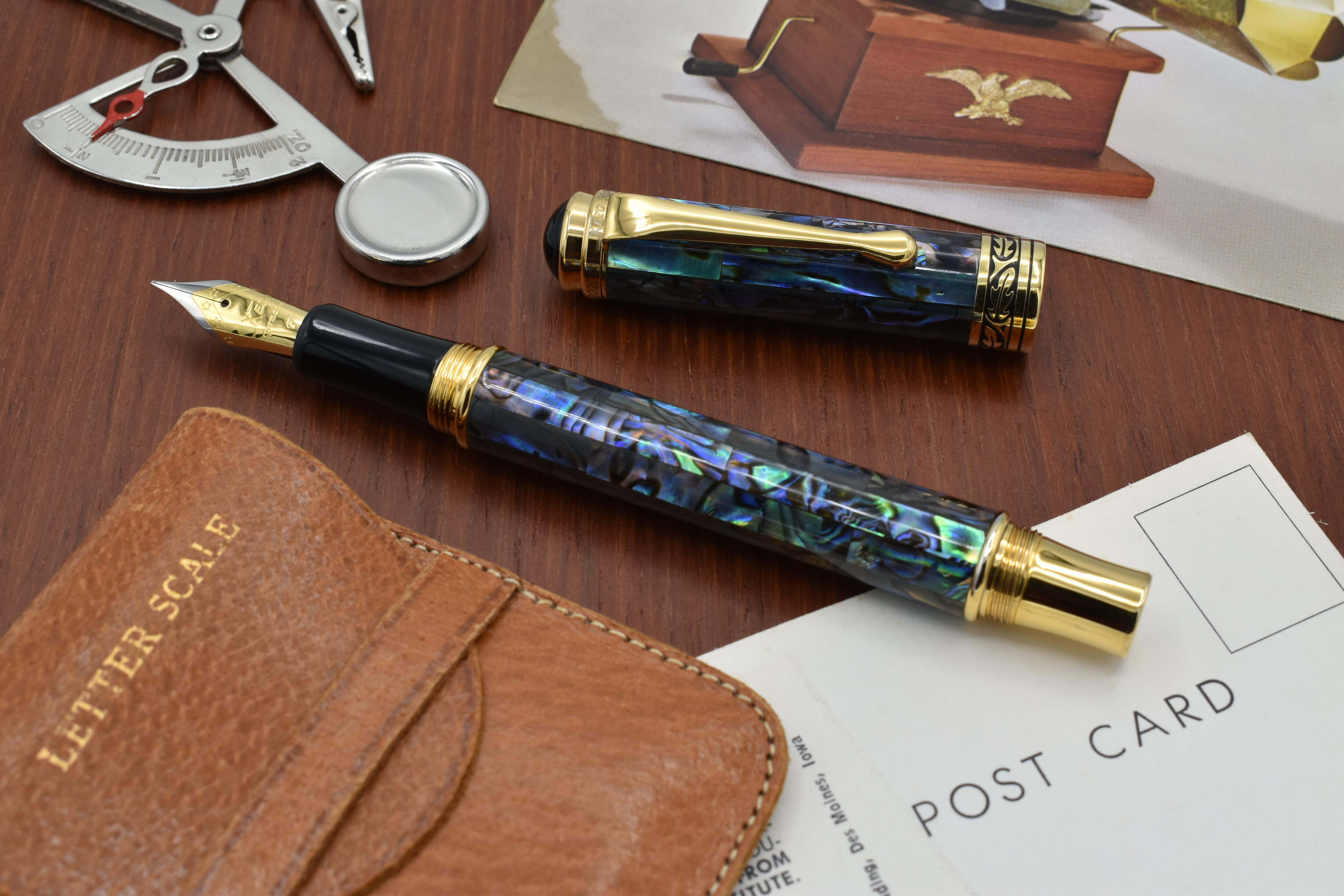 Xezo Xezo Maestro® Paua Abalone Sea Shell Fountain Pen (Fine Nib) - 18K Gold Plated