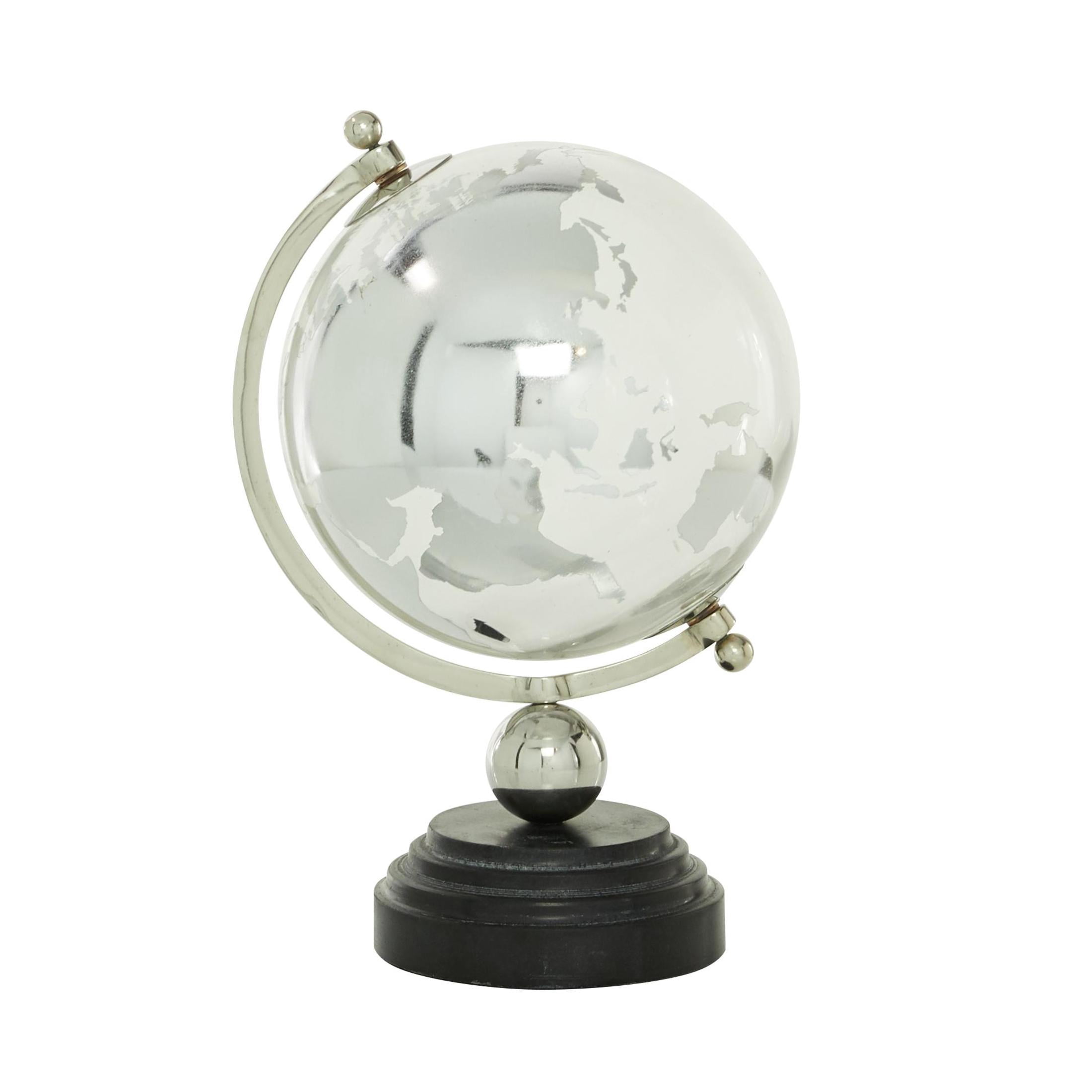 DecMode 8" Silver Globe with Marble Base and Tiered Base