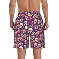 thumbnail image 3 of KLL music Skull record Guitar Men's Casual Summer Beach Shorts Hawaiian Shorts with Pockets-Large, 3 of 5