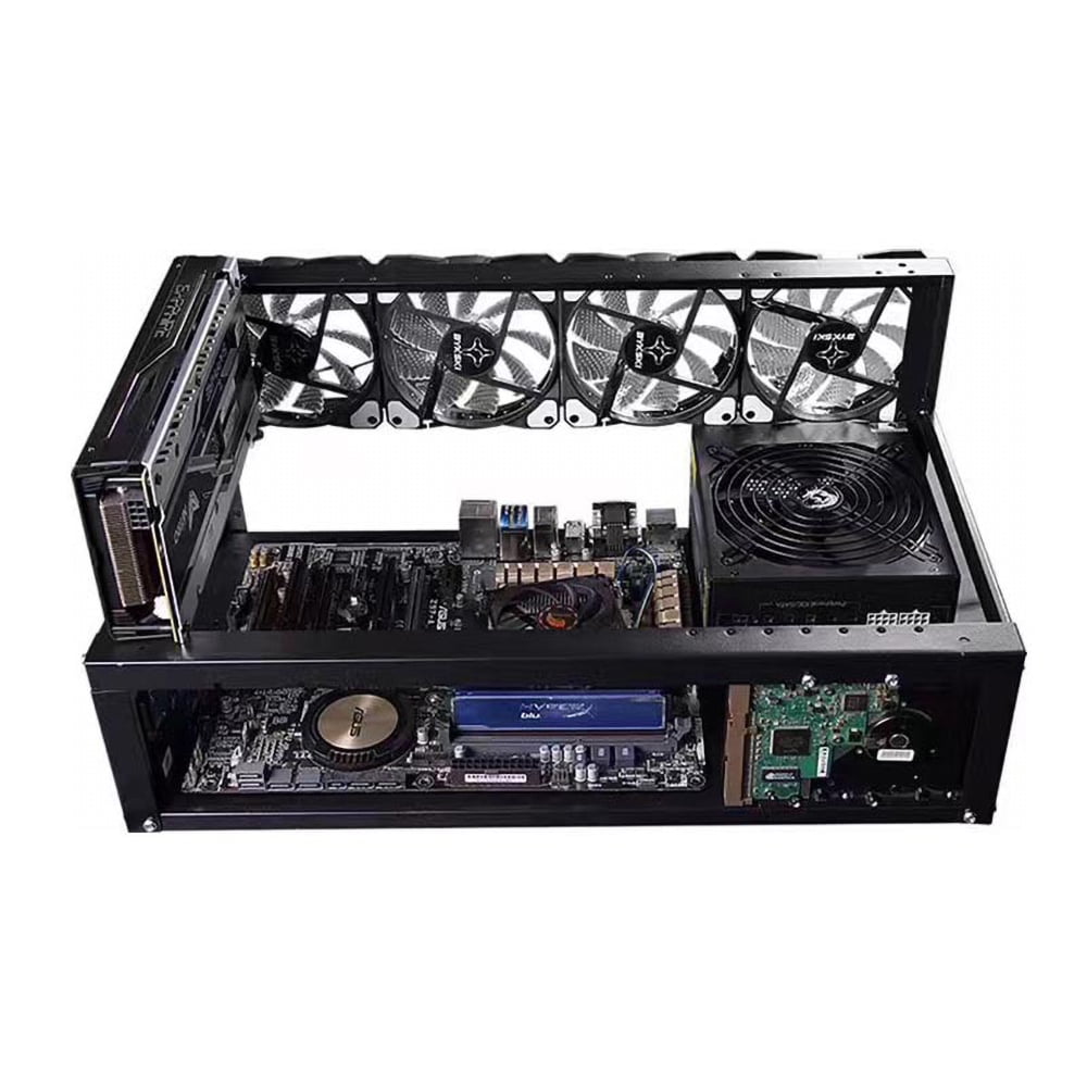 Nkll Steel Open Air Miner Mining Frame Rig Case Up to 6 GPU for Crypto Coin Currency Mining 