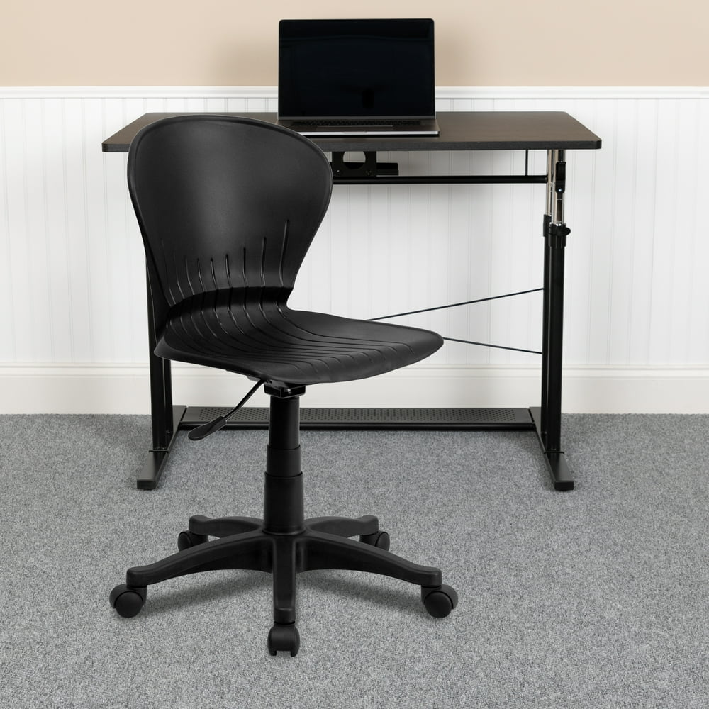 Flash Furniture Low Back Black Plastic Swivel Task Chair