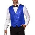 thumbnail image 1 of CHALECO BRILLANTE DE LENTEJUELAS INSPIRADOR CHIC PARA HOMBRE, SIN MANGAS, V-CUELLO, TRAJE DE FIESTA, TAMAÑO L AZUL, 1 of 5