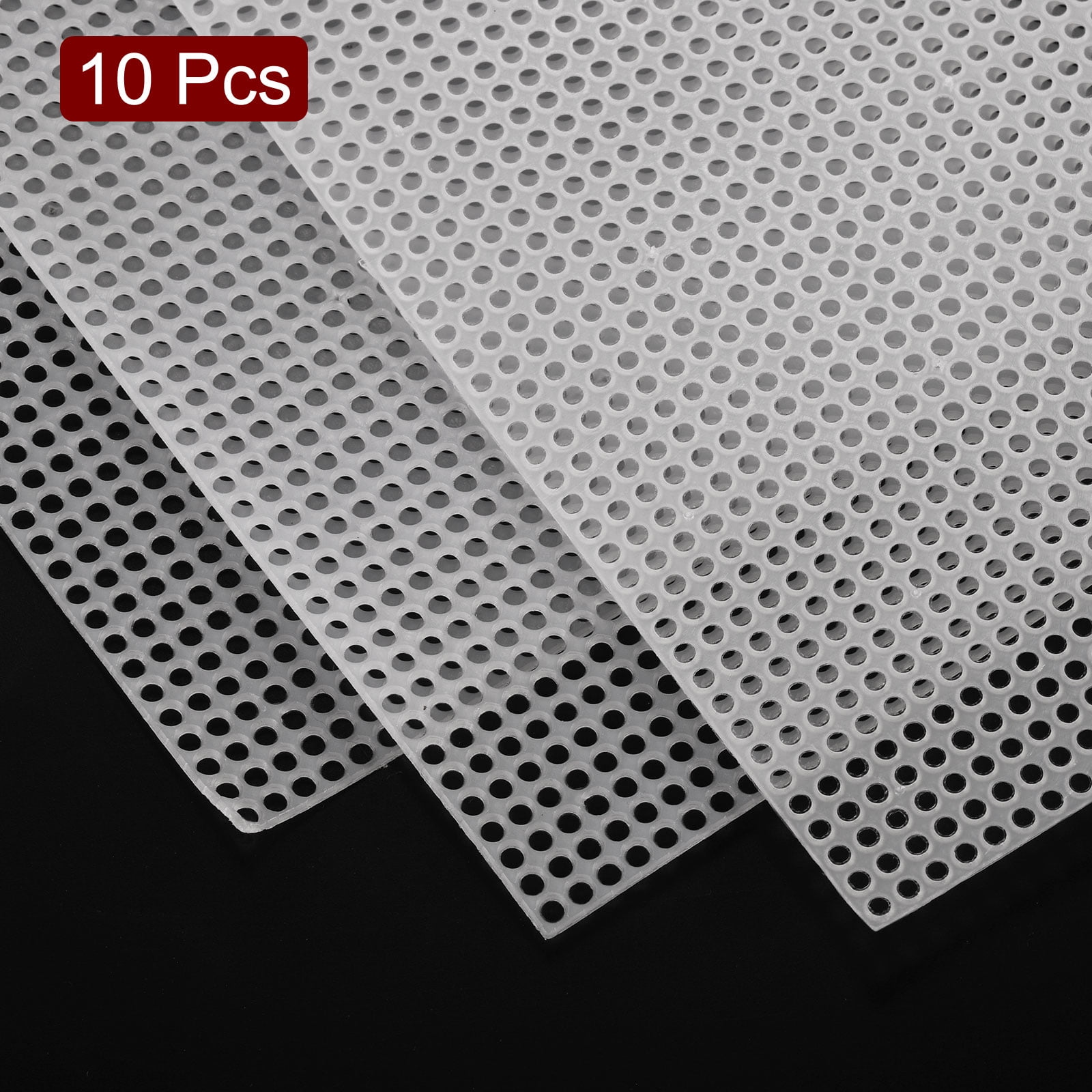 10Pcs Plastic Mesh Canvas Sheets 13"x19.69" 7 Count Round Hole Blank Canvas White for Embroidery Needlepoint