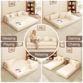 thumbnail image 3 of 78" Boneless Couch, Noelse 5-in-1 Convertible Sofa Bed with Fixed-Shape Frame, Removable Armrests, Boneless Sofa, No Assembly Required, Corduroy, Living Room,Cream, 3 of 11