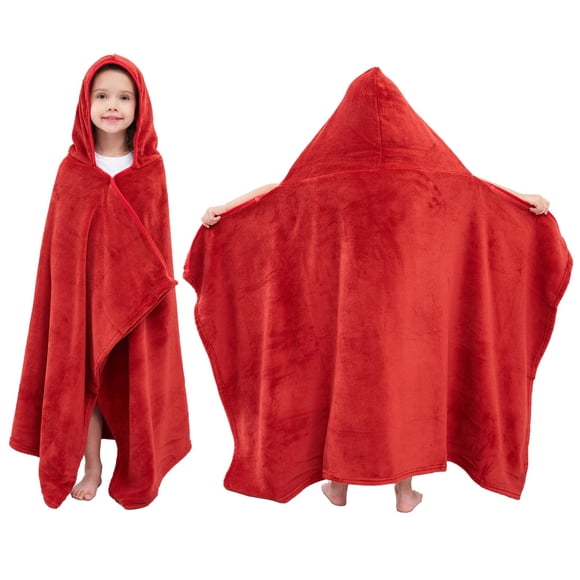 Towel Hiturbo Kids - Forro polar con capucha (127 x 76 cm), color rojo