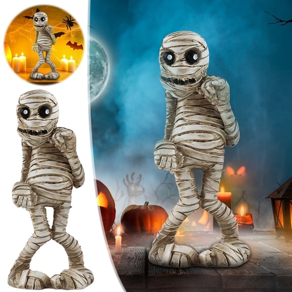 Mummy Resin Ornament Halloween Desktop Decor Size 3.5x8cm Spooky Figurine for Themed Collection