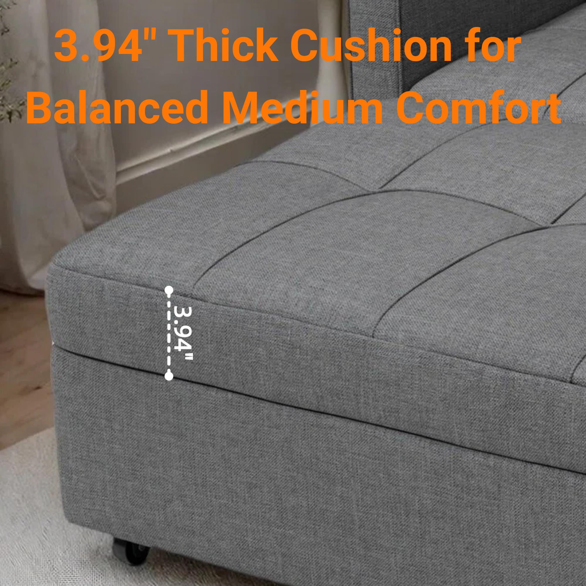 Lofka Futon Sofa Bed, 3 in 1 Convertible Recliner Sleeper with Adjustable Backrest, Pull Out Couch for Apartment Studio House, Linen Fabric, Dark Gray