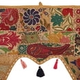 thumbnail image 4 of Stylo Culture Ethnic Cotton Swag Curtain Large Door Valance India Khaki Vintage Embroidered Patch Work Floral Scarf Curtain Topper Living Room Window Covering Hanging Toran Gate | 45 x 41 Inches, 4 of 4