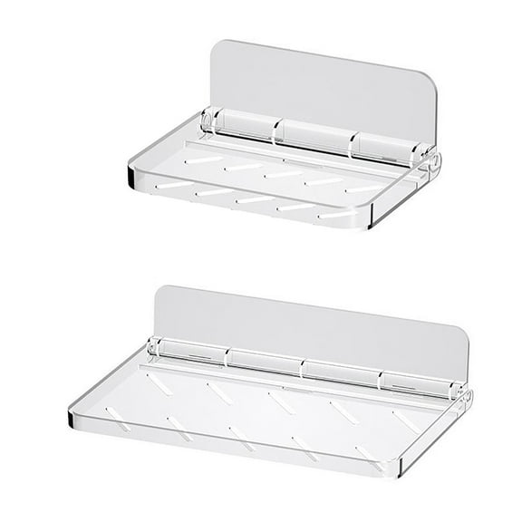 SouMaox Clear Acrylic Floating Shelf Wall Mounted Foldable Storage Rack Transparent Display Organizer Adhesive Bathroom Vanity Bookshelf