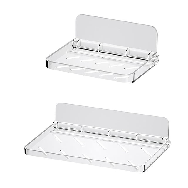 Wall Shelf for Bedroom,Bathroom Wall Shelf Clear Acrylic Floating Shelf Foldable Invisible Wall Mounted Shelf for Cosmetics Models Bathroom Towels and Other Small Organisers 2Pcs