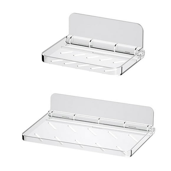 Small Shelf for Wall Clear Acrylic Floating Shelf Foldable Invisible Wall Mounted Shelf for Cosmetics Models Bathroom Towels and Other Small Organisers 2Pcs