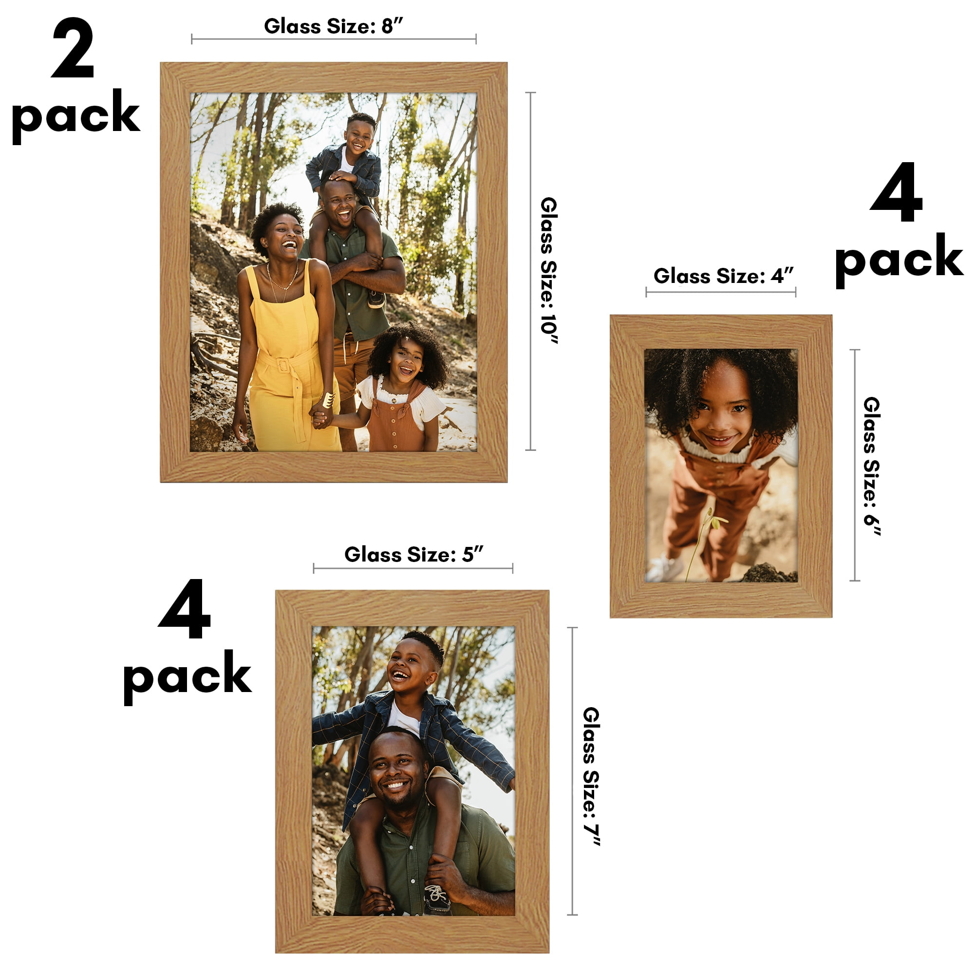 Americanflaf 10 Pack Picture Frame with Shatter-Resistant Glass 8x10, 5x7, 4x6 Gallery Wall Signature - Dark Oak