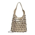 thumbnail image 4 of Bolso de hombro de piel sintética para mujer, ideal para libros, fiestas y revistas. Oro, 4 of 8