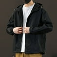 thumbnail image 6 of Mens Jackets with Pockets and Hood Lightweight Zip Up Long Sleeve Coats Casual Solid Color Breathable Windbreaker Hiking Fishing Outerwear Jacket, 6 of 8