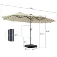 thumbnail image 2 of Autlaycil 15' Market Patio Umbrella and Matching Base with Crank System and 48 Solar Powered LED Lights for Outdoor, Market, Beach, Garden, Yard, Party, Khaki, 2 of 6