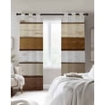 thumbnail image 3 of Vintage Geometric Brown Blackout Curtains, Light Blocking Print Window Curtains, Farmhouse Country Chic Wood Grain Thermal Insulated Window Drapes for Living Room 2 Panels, 55"W x 39"L, 3 of 9