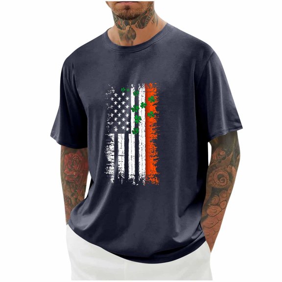 Goodtrade8 Green Men's St.Patrick's Day Shirts Big and Tall Gifts Casual Crew Neck Short Sleeve Printed Men's T-Shirts