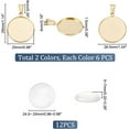 thumbnail image 3 of 12 Sets DIY Blank Dome Flat Round Pendant Making Kit 304 Stainless Steel Blank Pendant Cabochon Settings Pendant Trays with Glass Cabochons, 3 of 5