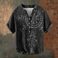 thumbnail image 2 of IWRICH Men's Button up Plus Size V-Neck T Shirts Stand Collar Casual Hawaiian Stylish Shirts Ethnic Style Spring and Summer Tops 25-Black XS, 2 of 3