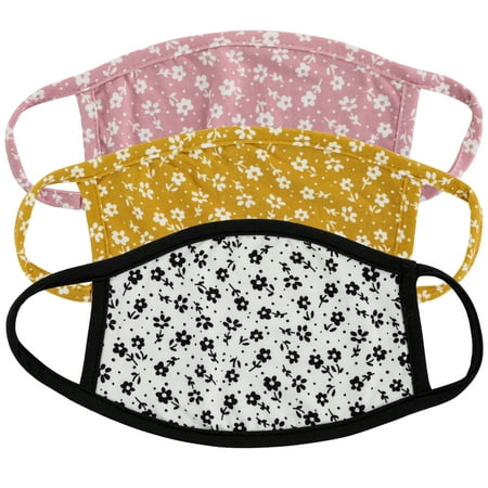 3 Pcs Kids Size Daisy Flower Print Variety Pack Face Mask for Children Reusable Comfortable Washable Made In USA masks