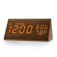 thumbnail image 1 of JALL Digital Alarm Clock, with Wooden Electronic LED Time Display, 3 Alarm Settings, Humidity & Temperature Detect, Wood Made Electric Clocks for Bedroom, Bedside (Brown), 1 of 1