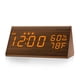 thumbnail image 1 of Reloj despertador JALL Digital con indicador LED de hora de madera, color marrón, 1 of 7