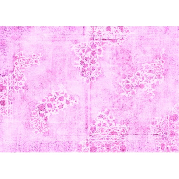 Ahgly Company Indoor Rectangle Abstract Pink Modern Area Rugs, 6' x 9'