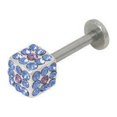 thumbnail image 3 of Labret Monroe Surgical Steel 14G Cube Shape with Jewels - 4 Colors Available, 3 of 12