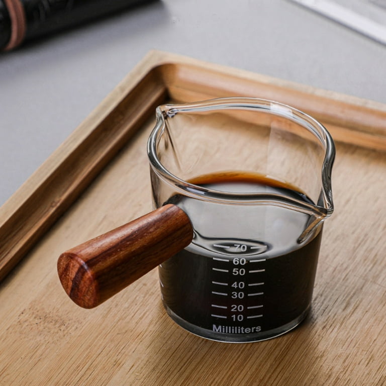 Coffee Shot Glass, Double Spouts Espresso Shot Glass With Wood
