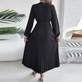 thumbnail image 6 of Kaemgyyd Maxi Dresses for Women Pleated V Neck Long Lantern Sleeves Dress Elastic Waist Elegant Flowy Long Dress, 6 of 6