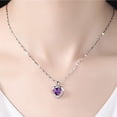 thumbnail image 4 of Collar de mujer en plata 925 con dije de corazón de cristal azul austriaco, regalo de Navidad, amor, 4 of 5