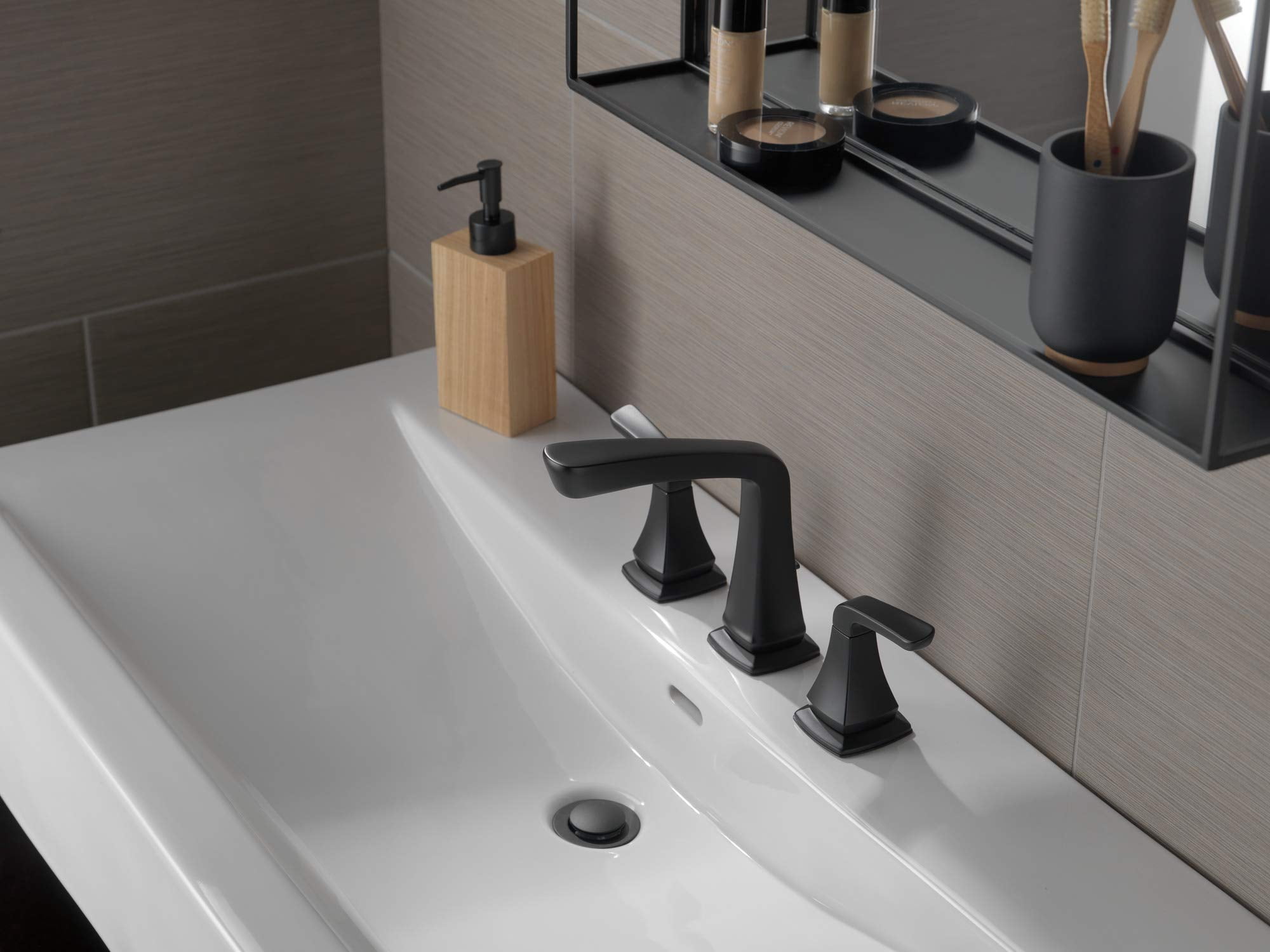 Delta Vesna Two-Handle Widespread Bathroom Faucet - 35789LF-BL - Matte Black