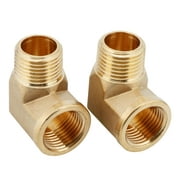 U.S. Solid 2pcs Brass Pipe Fittings 90 Degree Barstock Street Elbows, 1/2in NPT(M) to 1/2in NPT(F)