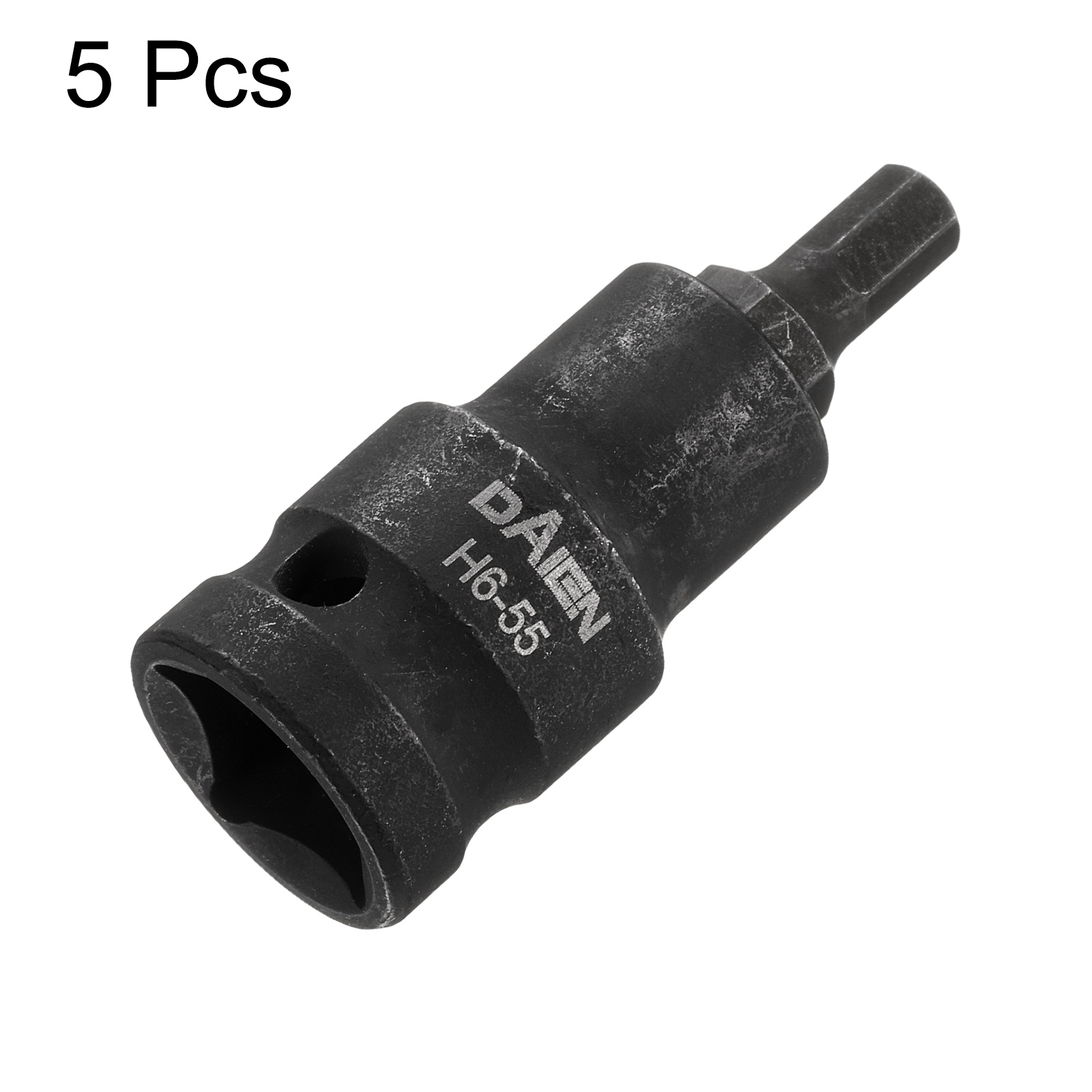Uxcell 5pcs H6 Hex Bit Socket 55mm/2.17" Length 1/2" Square Drive Metric Extension Impact Bit Power Nut Driver Set S2 Steel Socket Ratchet Wrench Bits, Black