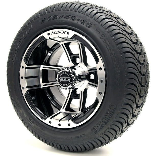 Golf Cart Wheels and Tires Combo 10" Madjax Apex Machine/Black Set
