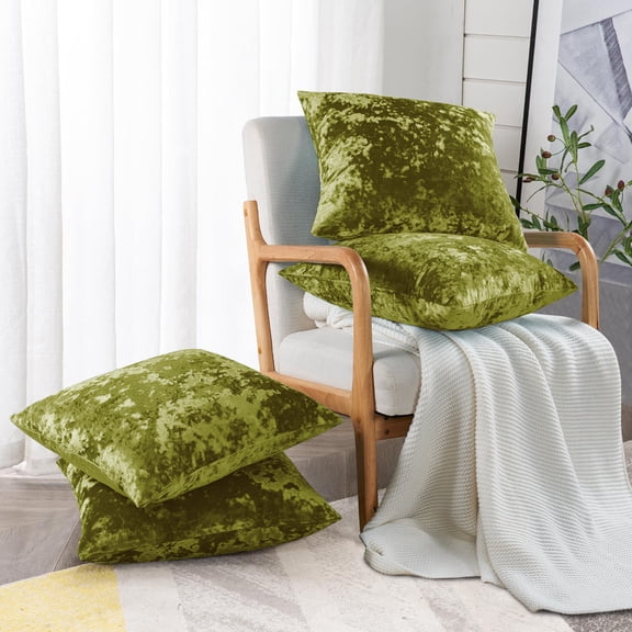 Home Soft Things Crushed Velvet 4 Piece Throw Pillow Cover Set - Avocado - 20" x 20"