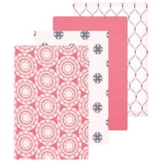 Luvable Friends Hudson Baby Flannel Receiving Blankets 4pk, Pink Medallion