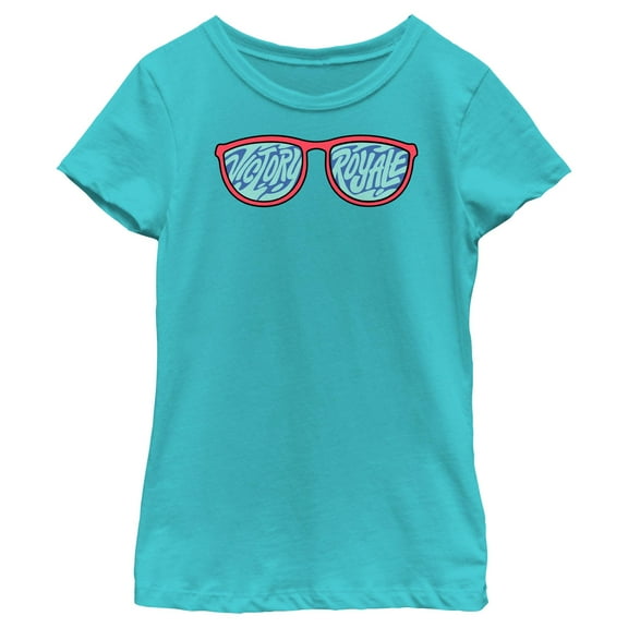 Girl's Fortnite Victory Royale Sunglasses Graphic Tee Tahiti Blue X Large