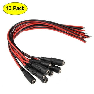 (Real 18AWG) 10 Pairs 12V 5A DC Power Pigtail Barrel Plug Connector Cable,  2.1mm x 5.5mm Male Female DC Pigtail Connectors for CCTV Security Camera