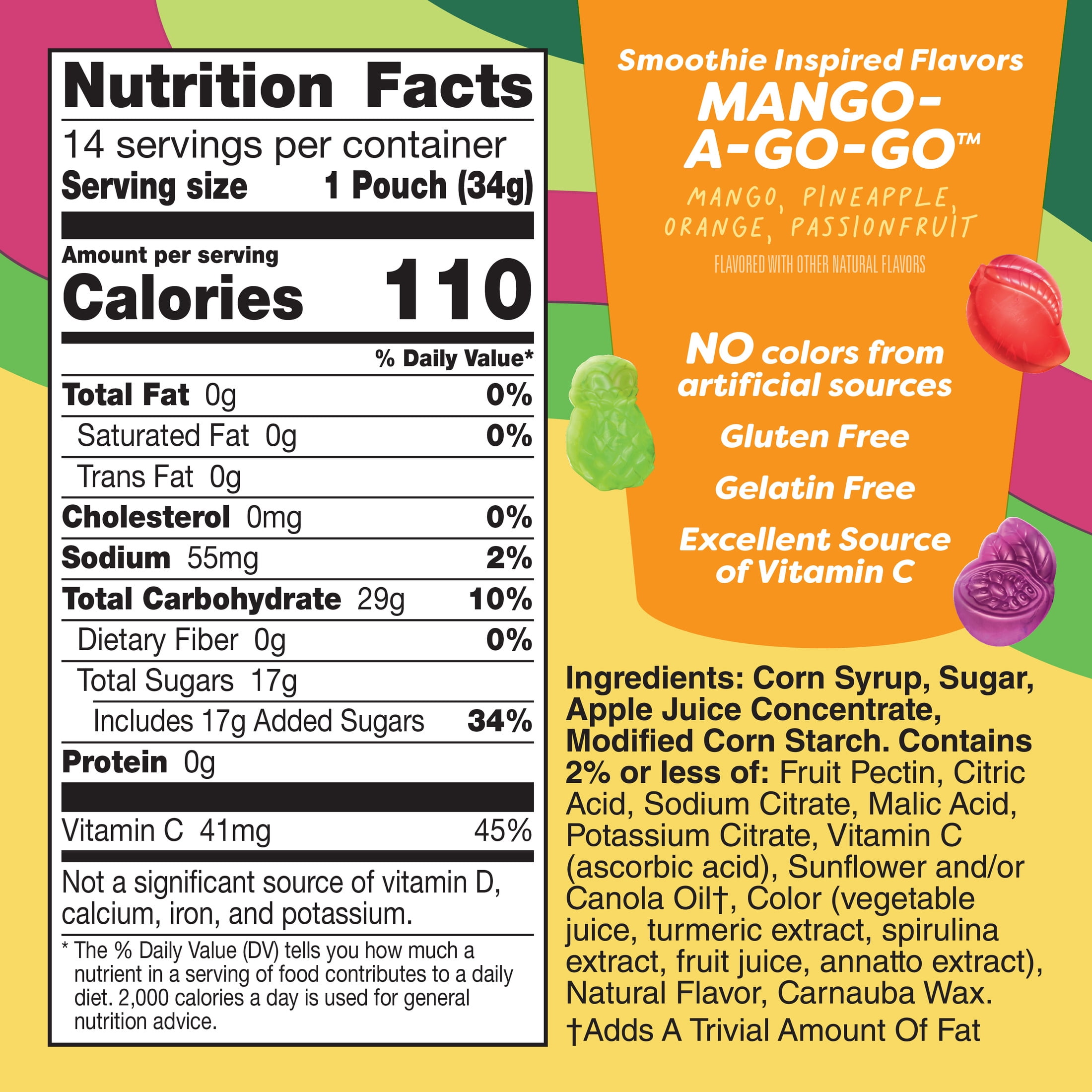Jamba Fruit Flavored Snacks, Mango-A-Go-Go, Gluten Free Snack, 16.8 oz (14 Pouches)