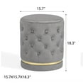 thumbnail image 4 of Joveco Round Velvet Ottoman Footstool, Modern Upholstered Button Tufted Footrest Vanity Stool, Grey, 4 of 4