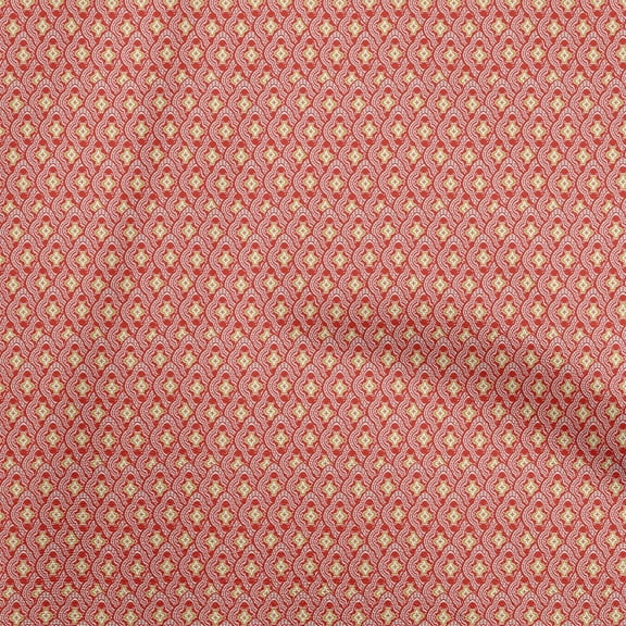 oneOone Velvet Red Fabric Asian Block Tile Diy Clothing Quilting Fabric Print Fabric By Yard 58 Inch Wide