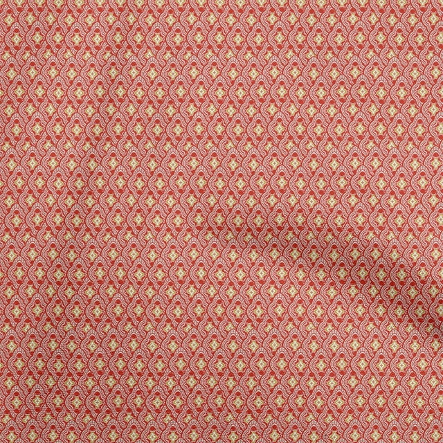 oneOone Georgette Viscose Red Fabric Asian Block Tile Sewing Craft Projects Fabric Prints By Yard 42 Inch Wide