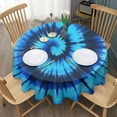 thumbnail image 3 of Blue Tie Dye Mandala Pattern Round Tablecloth 60"x60",Wrinkle Wipeable Table Cloth for Kitchen Dining Room Picnic Patio Party, 3 of 6