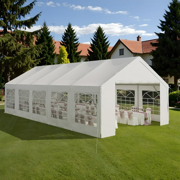 Clouddwell 32*16FT Party Tent,Heavy Duty Outdoor Awning Tent,with Removable Sidewalls, Commercial Wedding Big Tent,Carport, BBQ,UV 50 , Waterproof, White