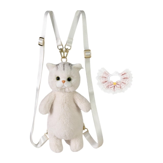 Mochila de peluche de gato realista para amantes de las mascotas. Encaje rosa