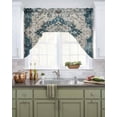 thumbnail image 2 of Boho Flower Blue Gray Kitchen Swag Valances for Windows, Retro National Floral Textured Swag Valances Curtains for Living Room, Rod Pocket Window Treatments for Bathroom, Bedroom, Cafe, 56"x36", 2 of 6