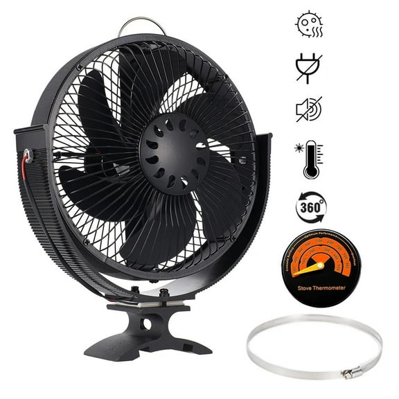 Wall Mounted Stove Fan 6 Blades Free Standing Fireplace Fan Log Wood Burner  Heat Distribution ,Efficient Warmth