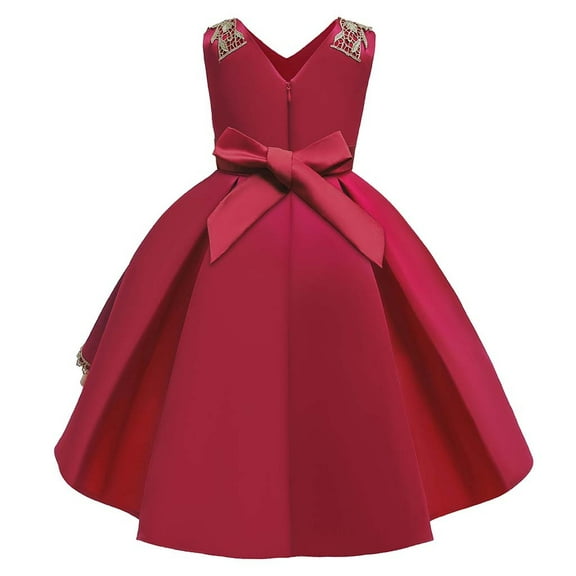 Aayomet Summer Dresses Toddler/Girls Long Sleeve Casual A-Line Twirly Skater Dress for School Party,Red 2-3 Years