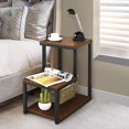 thumbnail image 2 of 3-Tier End Table, Nightstand with Storage Shelf, Sofa Side Table Plant Stand, Ladder-Shaped Chair Side Table for Living Room, Bedroom (Brown), 2 of 5